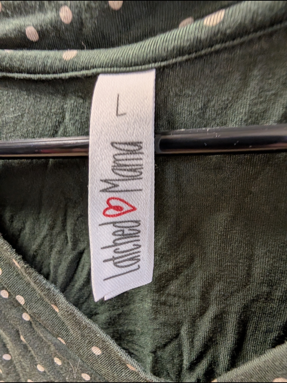 Latched Mama Dark Green V-Neck Polka Dot Blouse - Picture 3 of 5